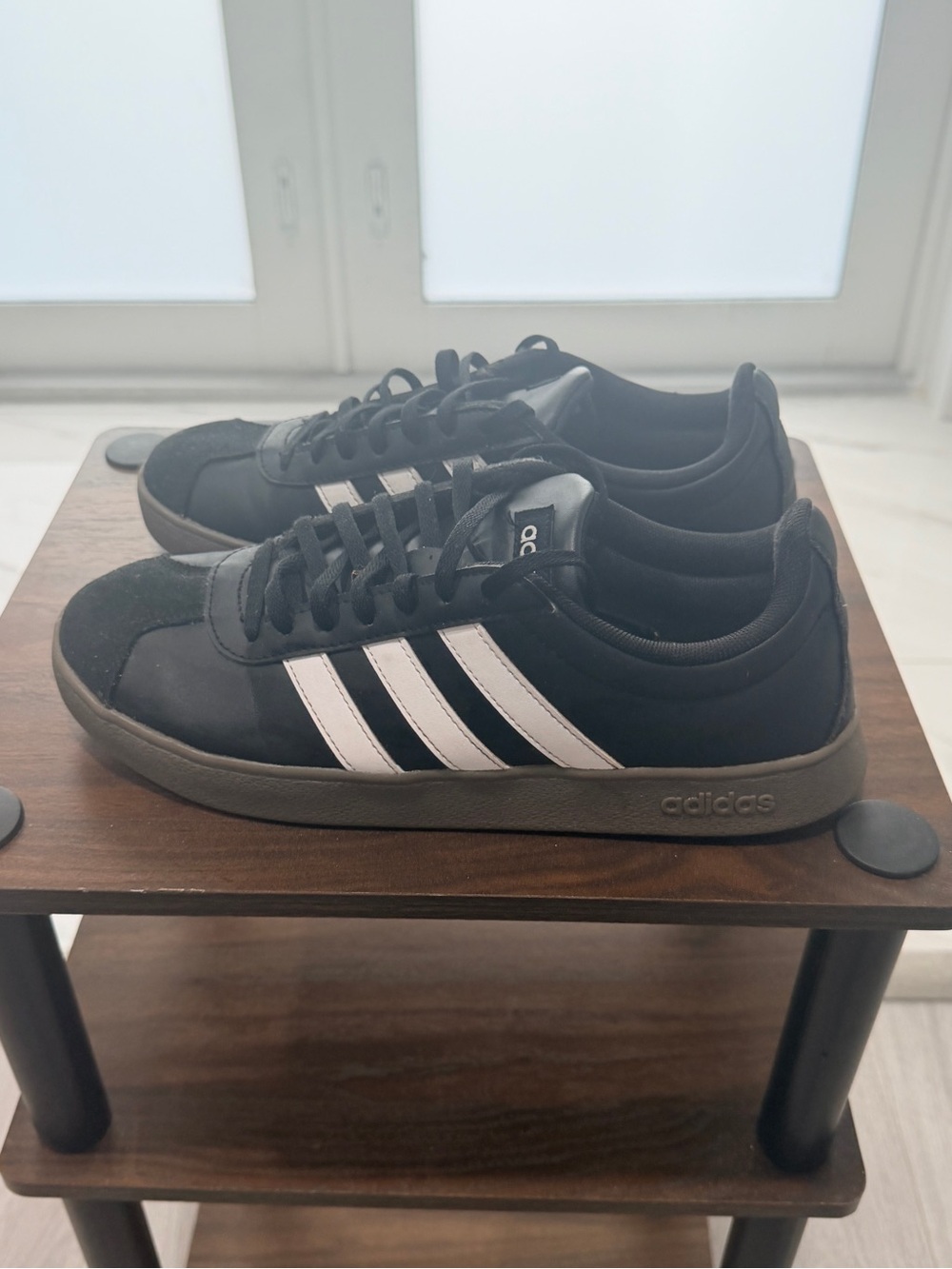 Adidas women  Black Sneakers with White Stripes
